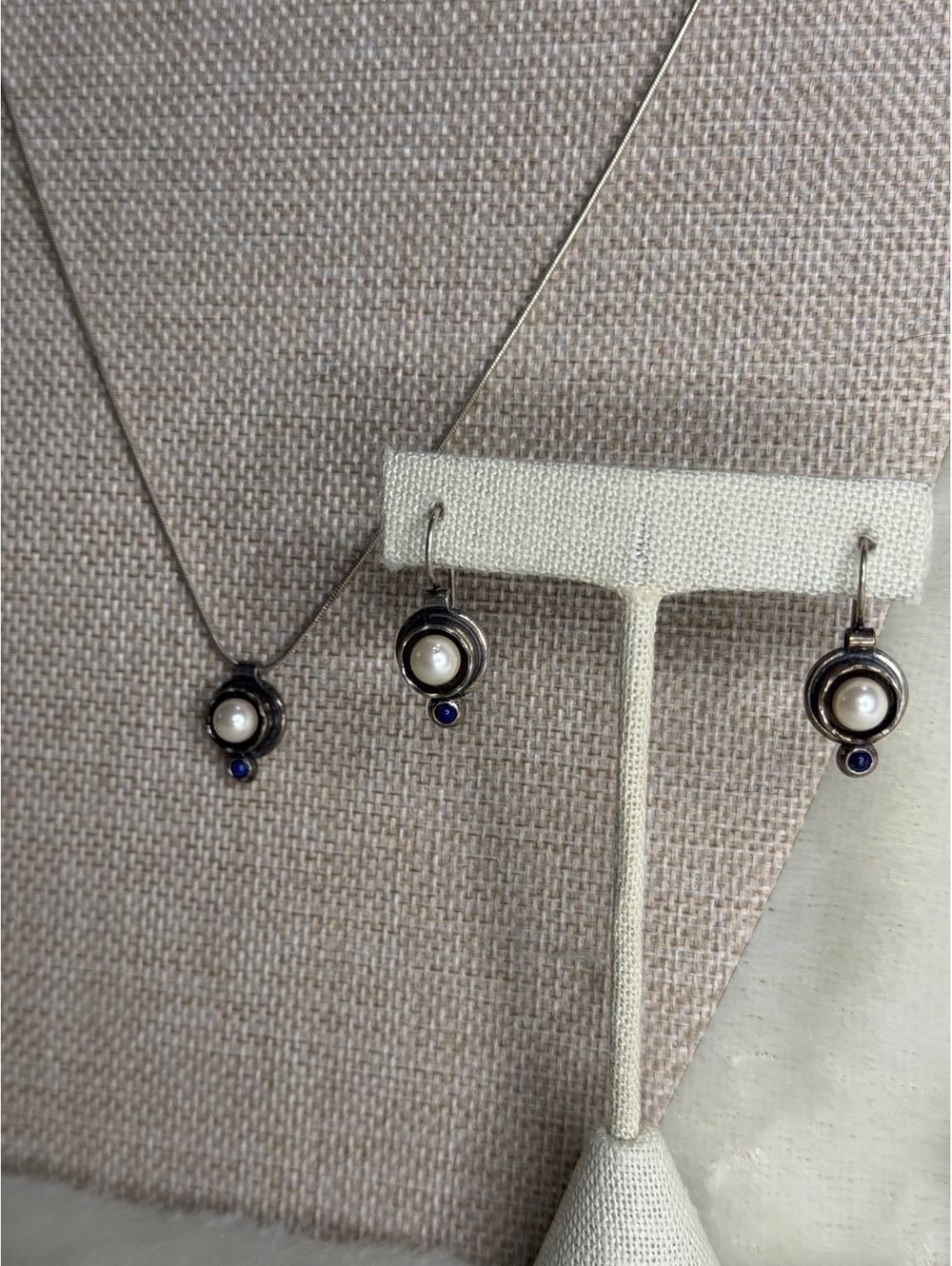 RARE Vintage Silpada 2002 Sterling 925 Freshwater Pearl & Blue Lapis Retired Set